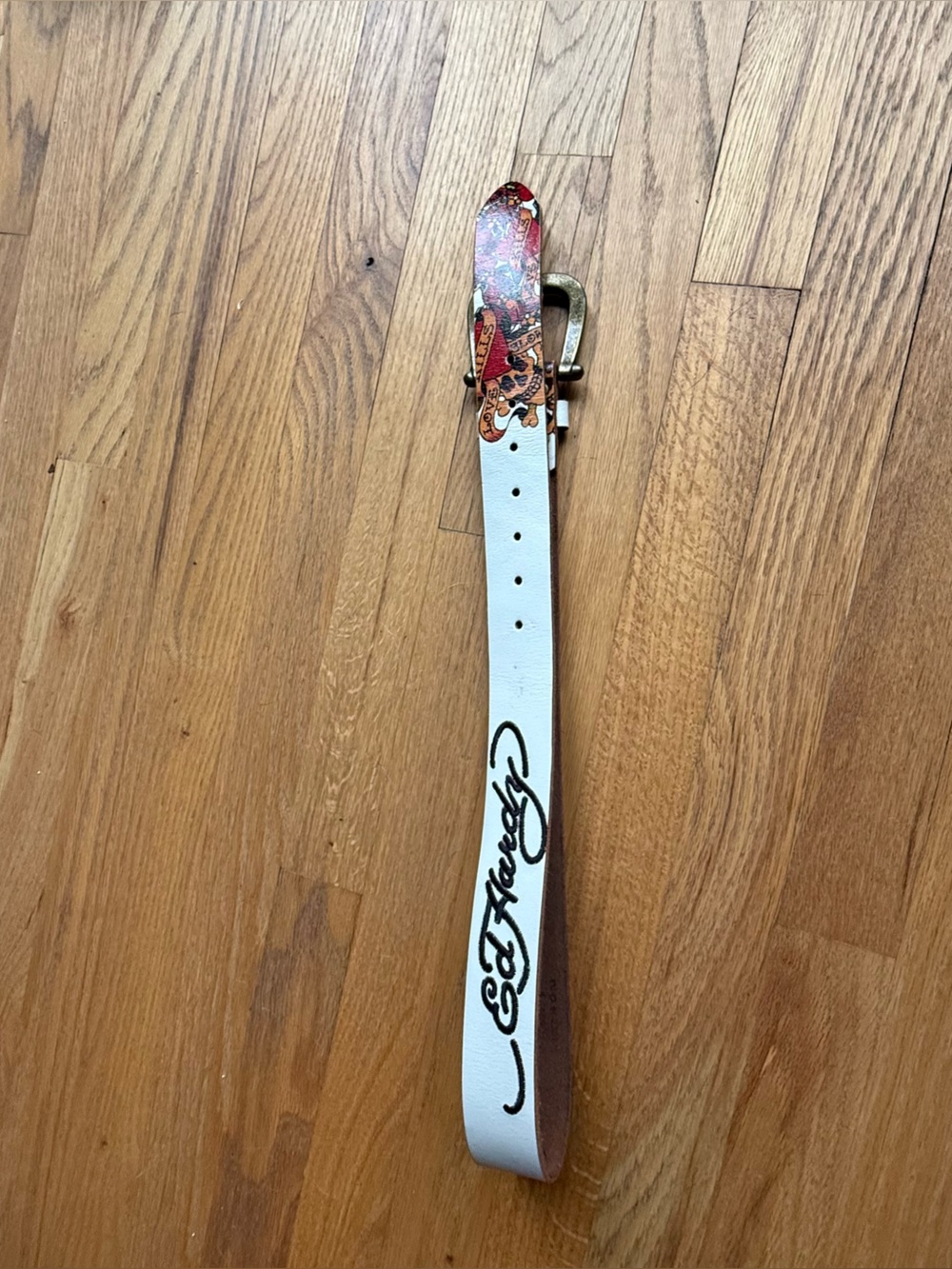 Ed Hardy White โLove Kills Slowlyโ Tattoo Print Belt